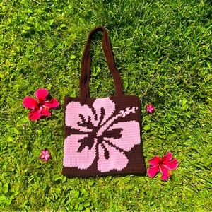 Handmade Crochet Hibiscus Tote Bag #crochet